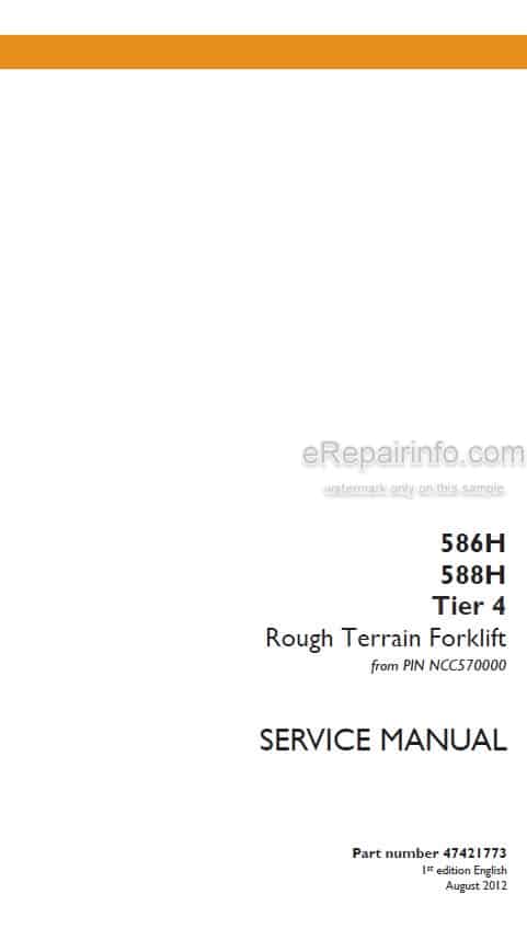 Photo 4 - Case 586H 588H Tier 4 Service Manual Rough Terrain Forklift 47421773