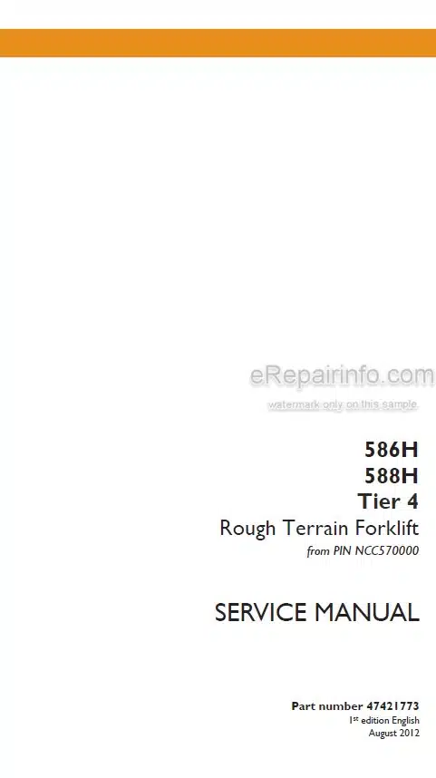 Photo 4 - Case 586H 588H Tier 4 Service Manual Rough Terrain Forklift 47421773