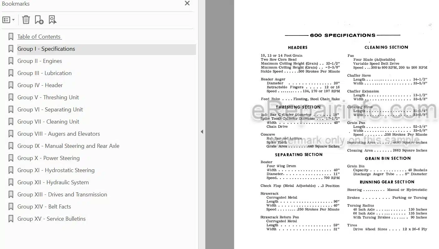 Photo 4 - Case 600 660 Service Manual Combine 9-63801