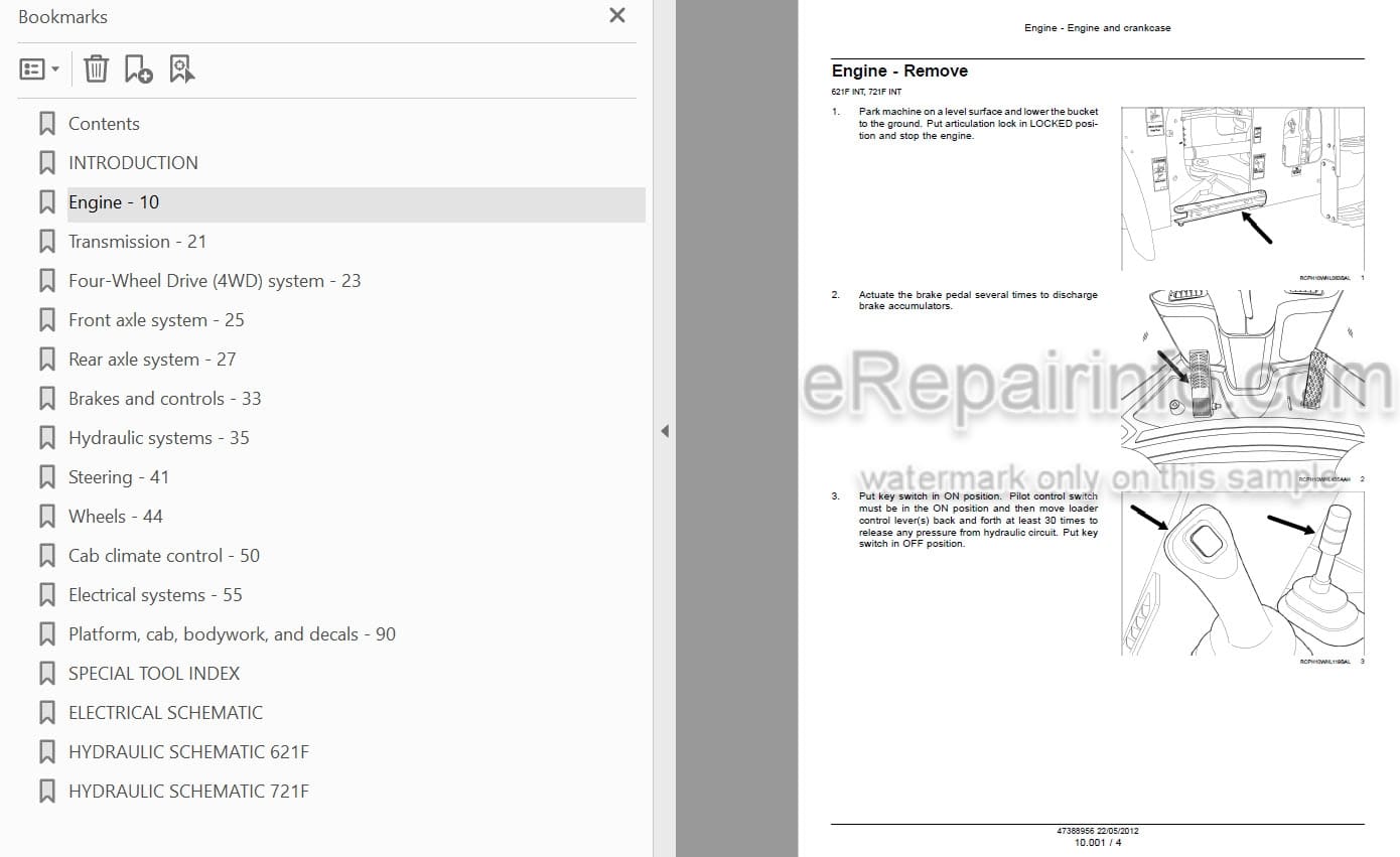 Photo 4 - Case 621F 721F Tier 2 Service Manual Wheel Loader 47388956