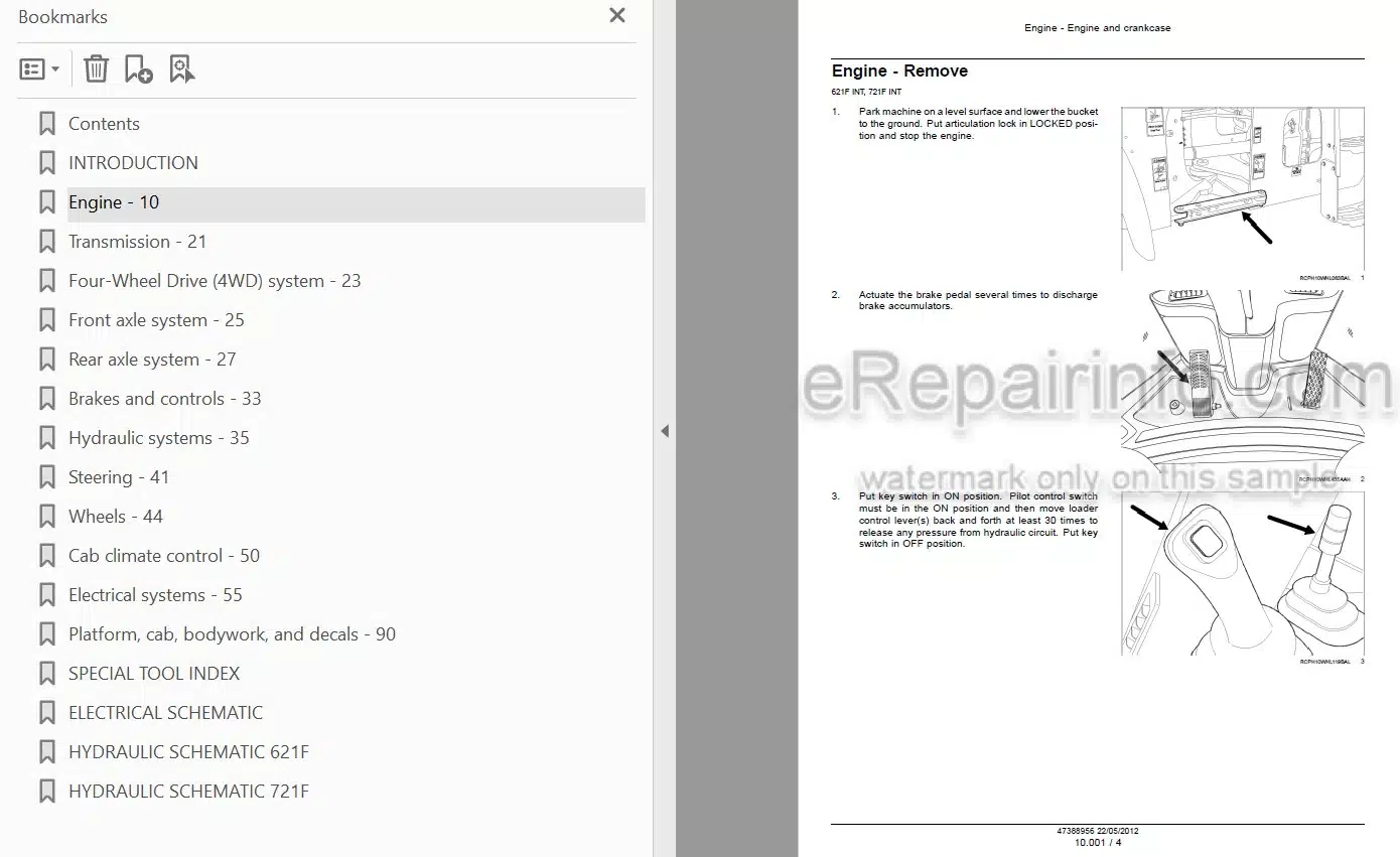 Photo 4 - Case 621F 721F Tier 2 Service Manual Wheel Loader 47388956
