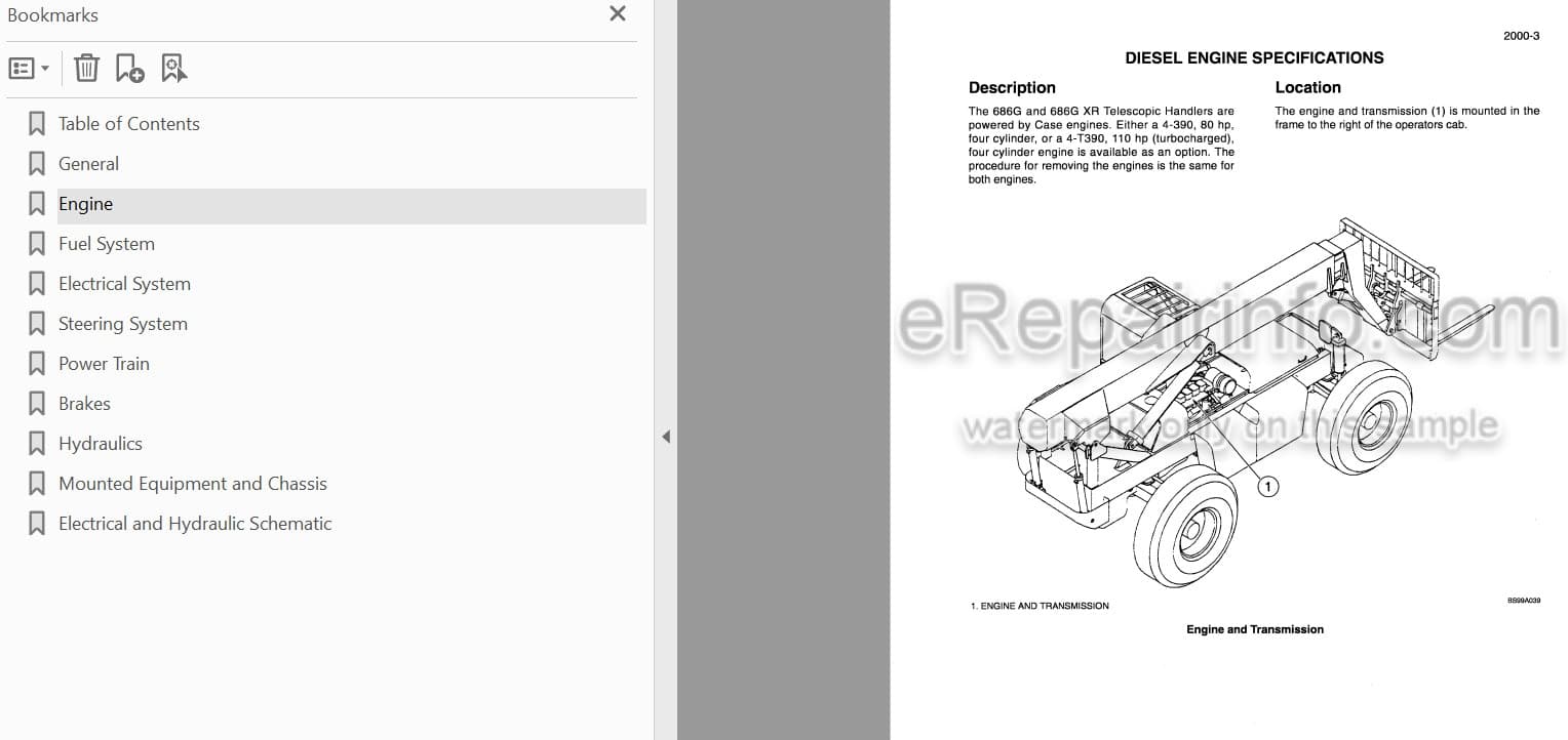 Photo 3 - Case 686G 686GXR Service Manual Telescopic Handler 7-89650
