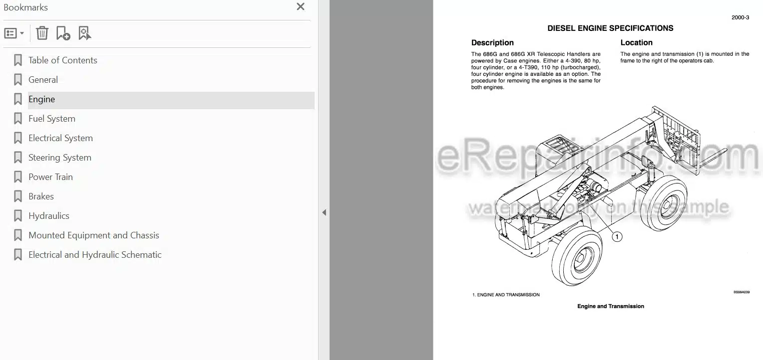 Photo 3 - Case 686G 686GXR Service Manual Telescopic Handler 7-89650