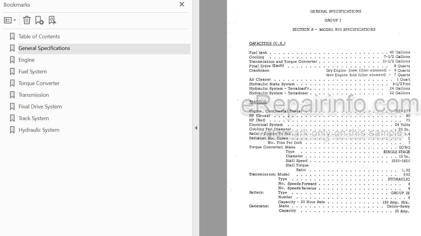Photo 3 - Case 800 1000 Service Manual Crawler 9-72062