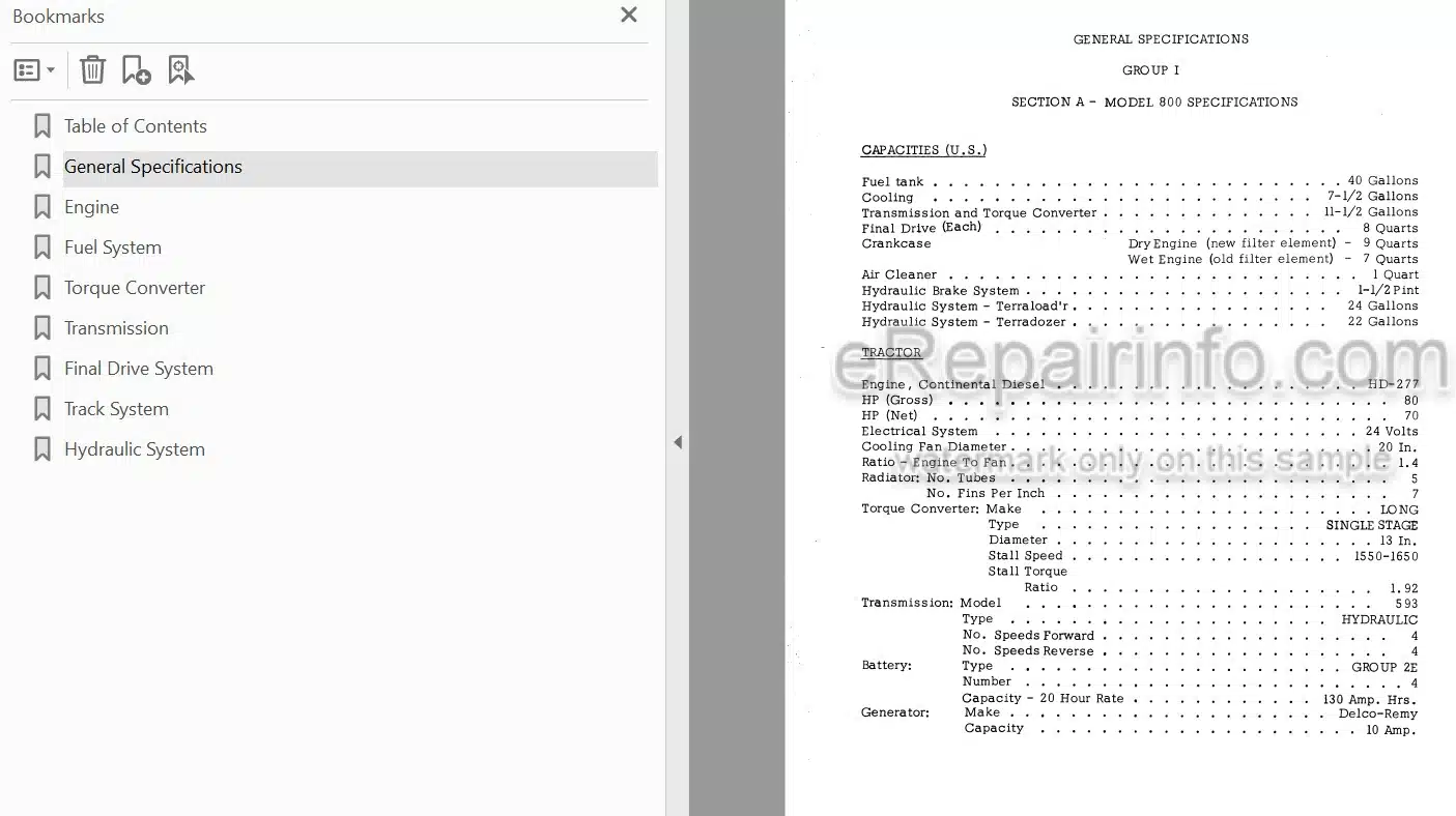 Photo 3 - Case 800 1000 Service Manual Crawler 9-72062