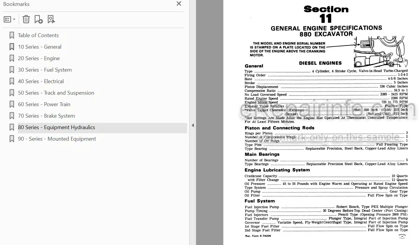 Photo 3 - Case 880B Service Manual Excavator 9-68144