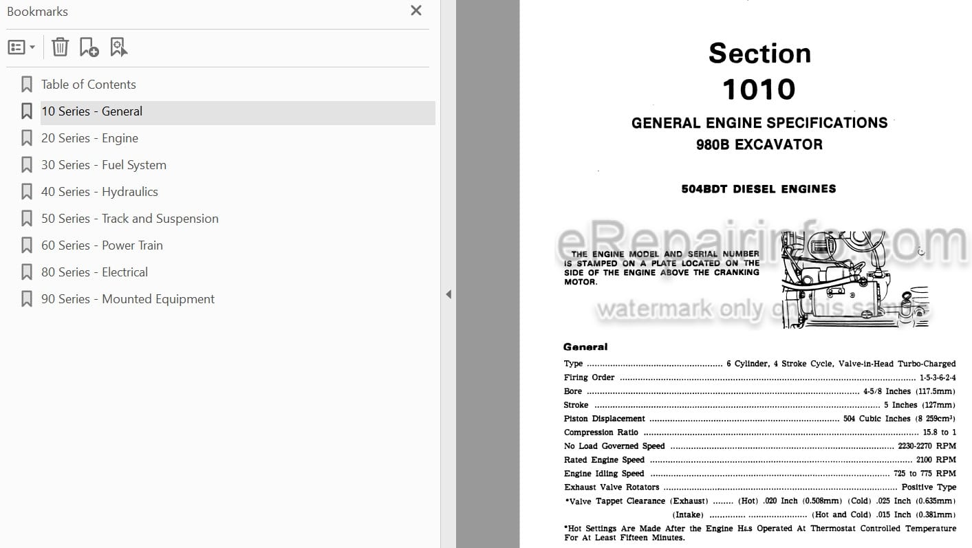 Photo 6 - Case 980B Service Manual Excavator 9-66739