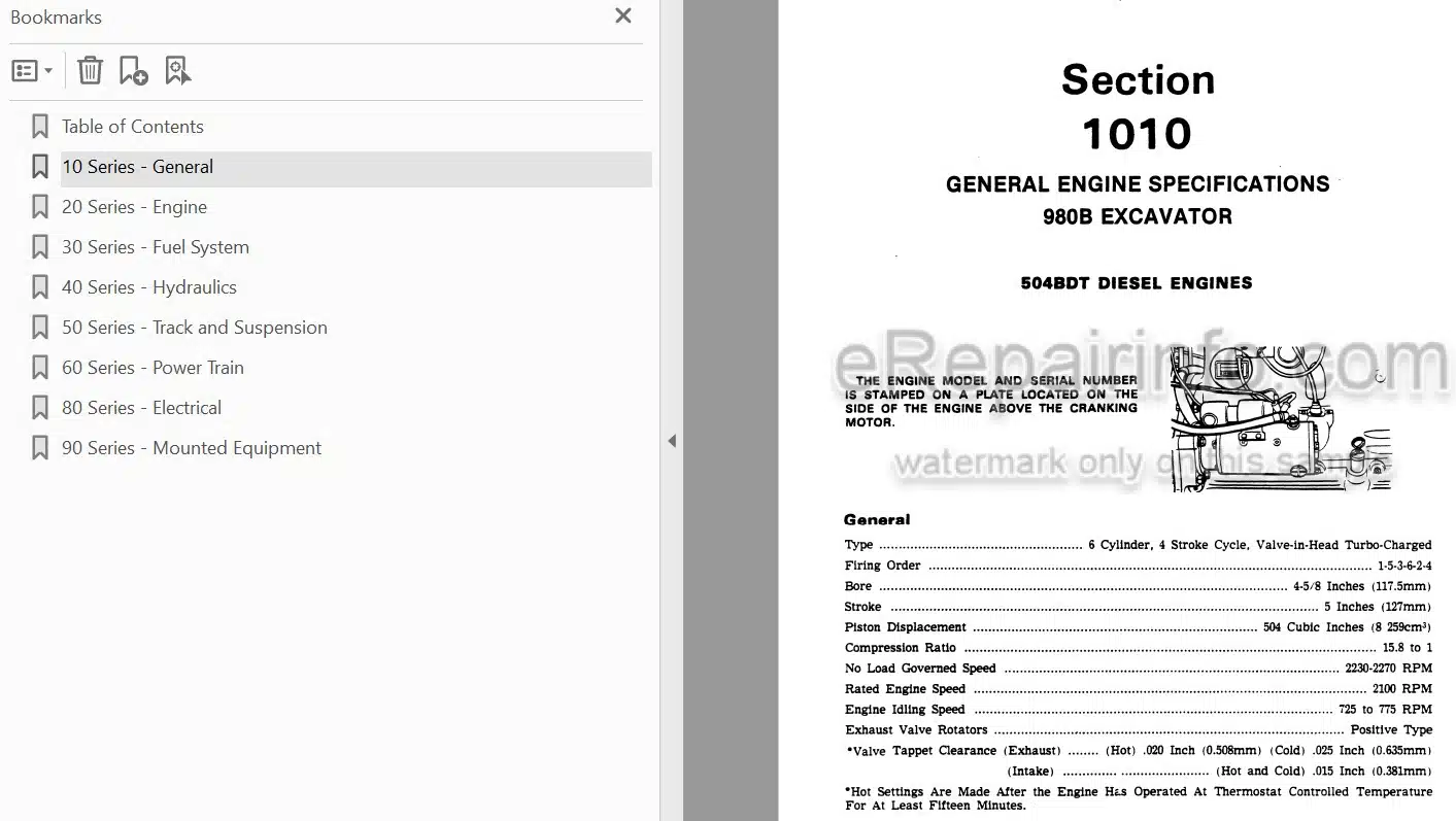 Photo 6 - Case 980B Service Manual Excavator 9-66739
