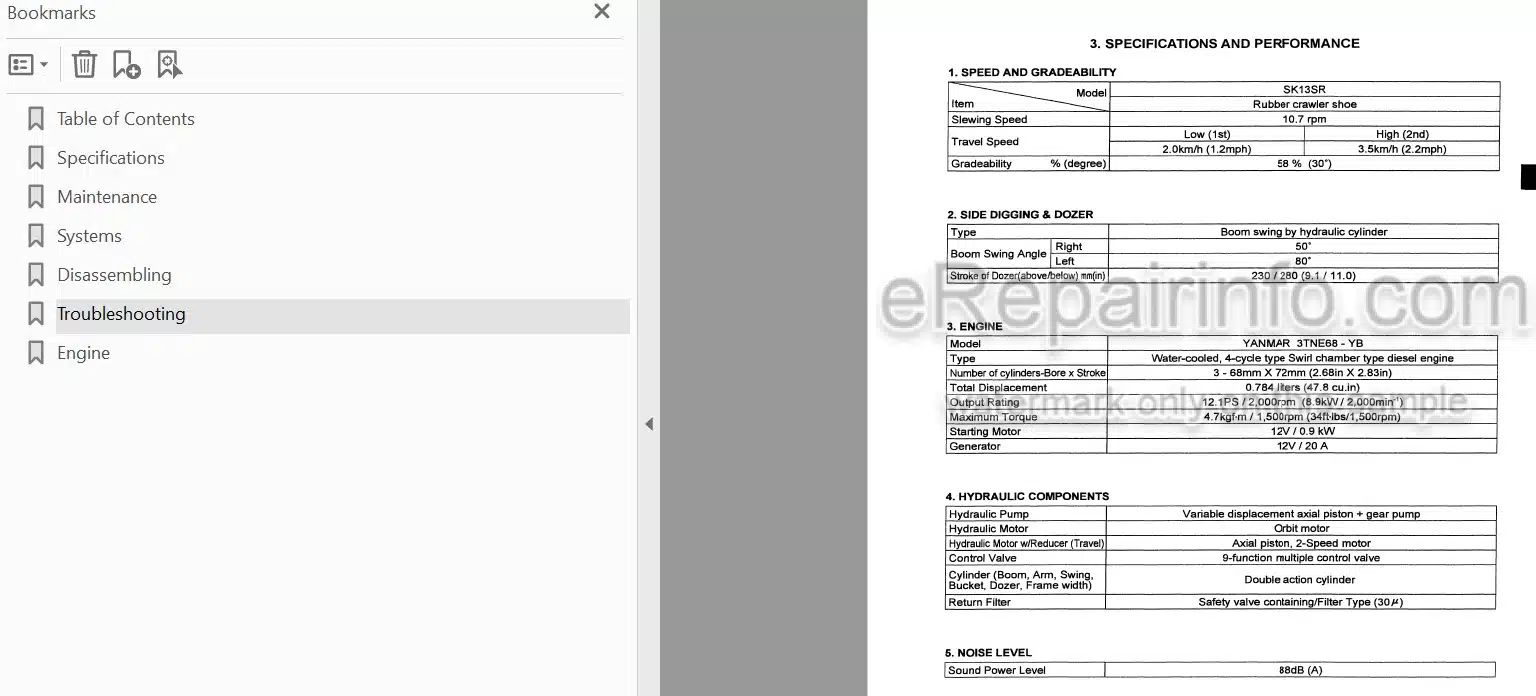 Photo 3 - Case CX14 Shop Manual Hydraulic Excavator S5PE0001E