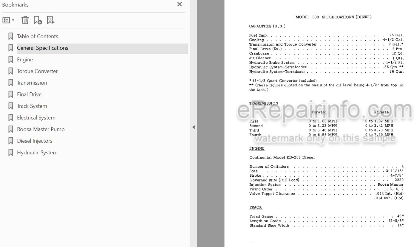 Photo 4 - Case Terratrac 600 Service Manual Diesel Crawler Tractor 9-72001