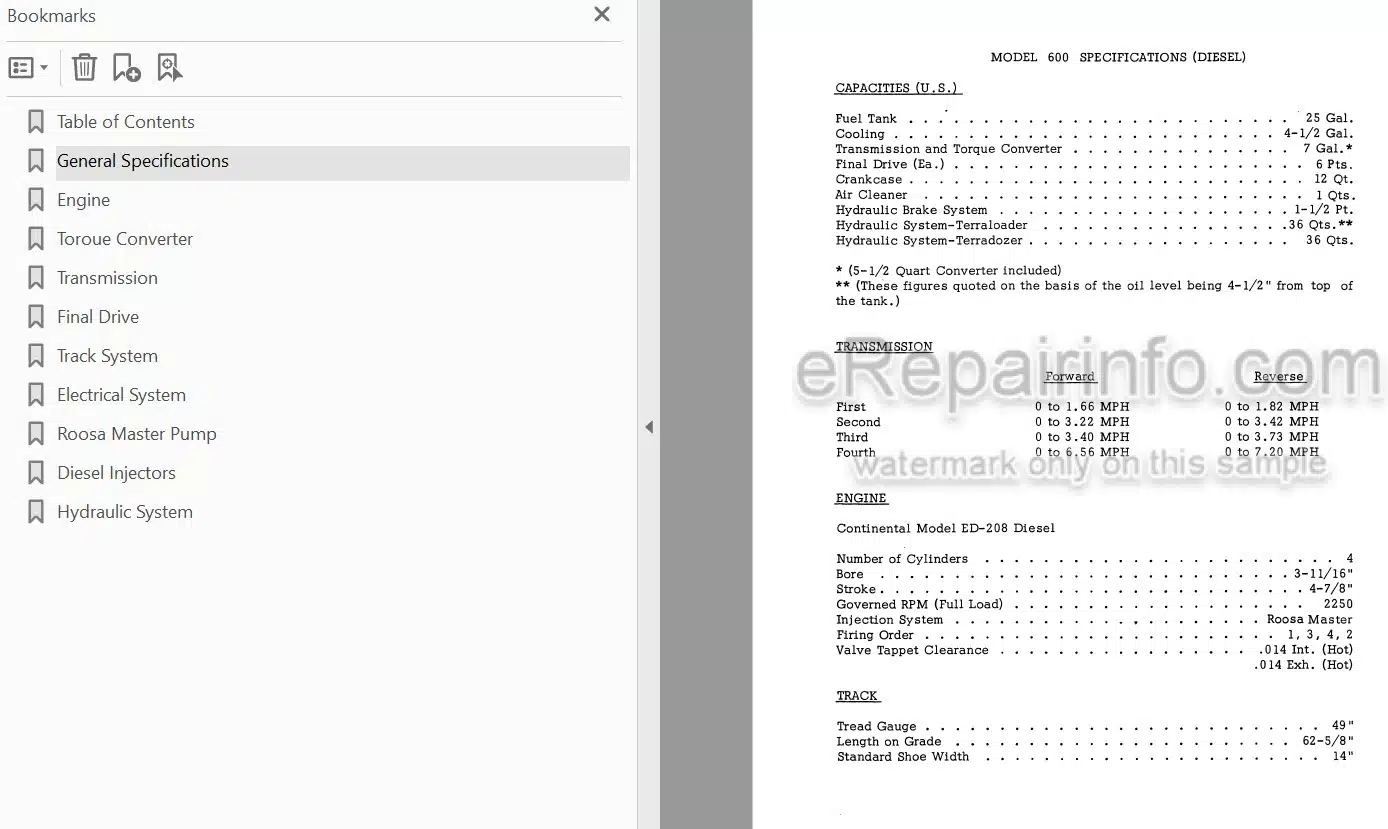 Photo 4 - Case Terratrac 600 Service Manual Diesel Crawler Tractor 9-72001