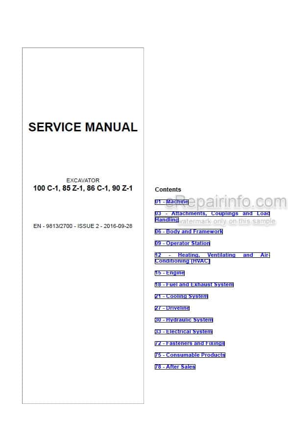 Photo 4 - JCB 100C-1 85Z-1 86C-1 90Z-1 Service Manual Compact Excavator 9813-2700