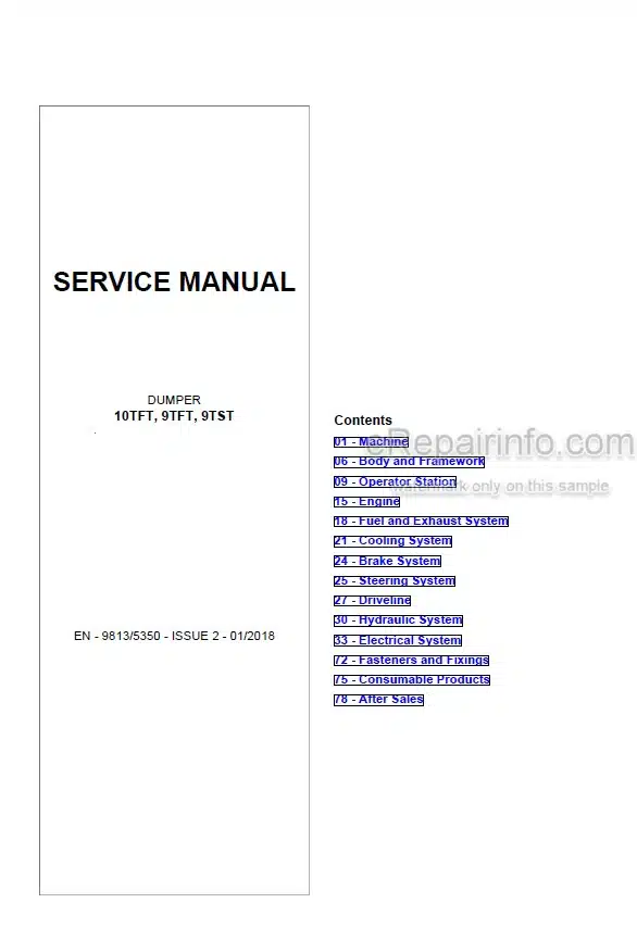 Photo 5 - JCB 10TFT 9TFT 9TST Service Manual Dumper 9813-5350