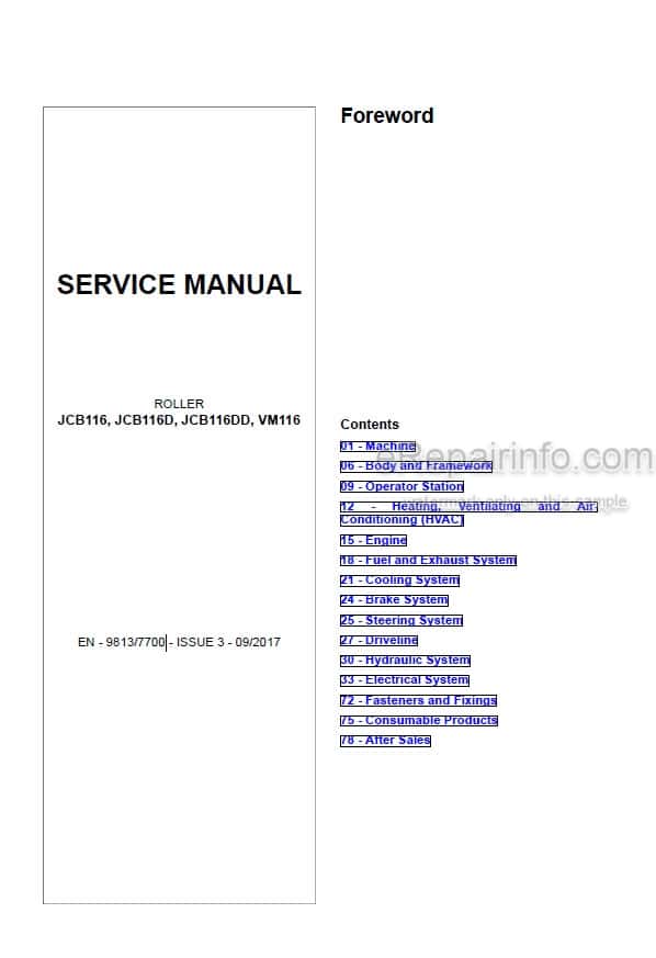 Photo 4 - JCB 116 116D 116DD VM116 Service Manual Roller 9813-7700