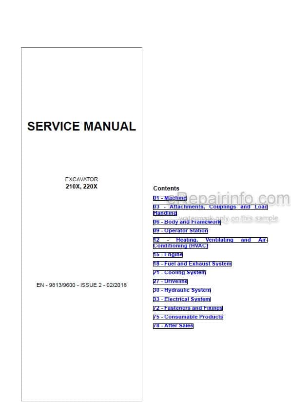 Photo 4 - JCB 210X 220X Service Manual Excavator 9813-9600