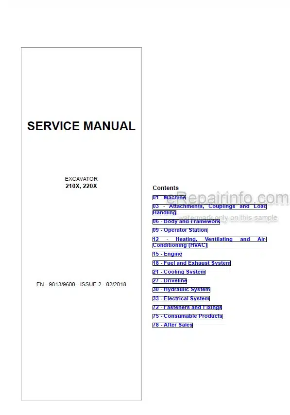 Photo 4 - JCB 210X 220X Service Manual Excavator 9813-9600