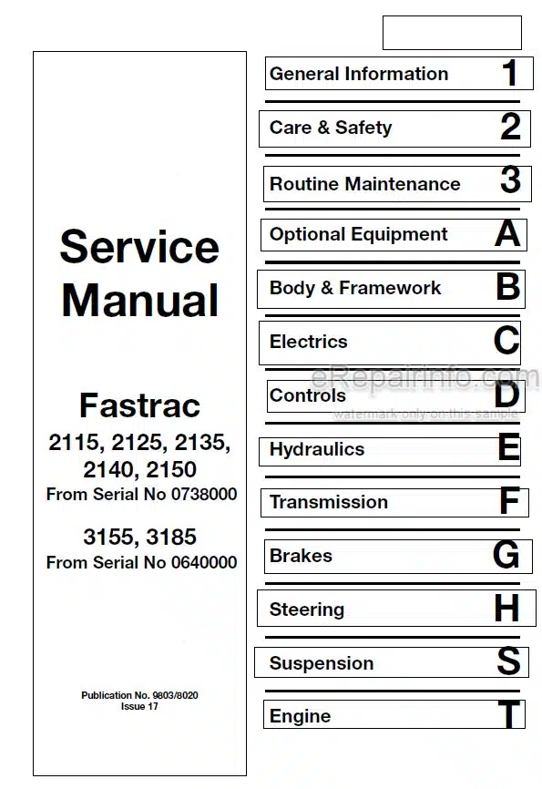 Photo 4 - JCB 2115 2125 2135 2140 2150 3155 3185 Fastrac Service Manual Tractor 9803-8020