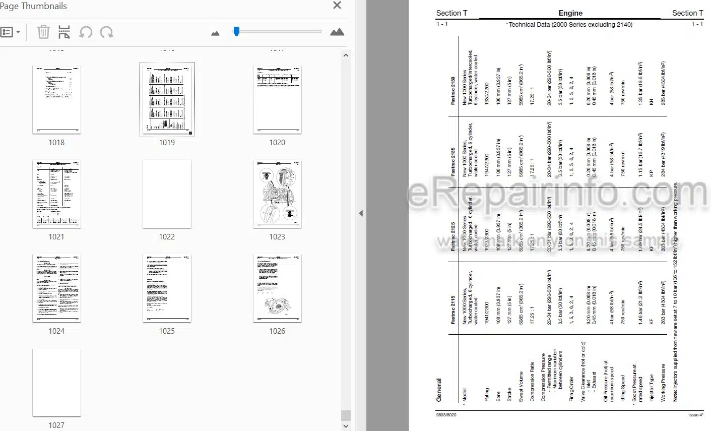 Photo 3 - JCB 2115 2125 2135 2140 2150 3155 3185 Fastrac Service Manual Tractor 9803-8020