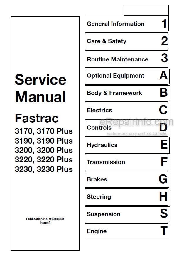 Photo 4 - JCB 3170 3190 3200 3220 3230 And 3170 3190 3200 3220 3230 Plus Fastrac Service Manual Tractor 9803-8030