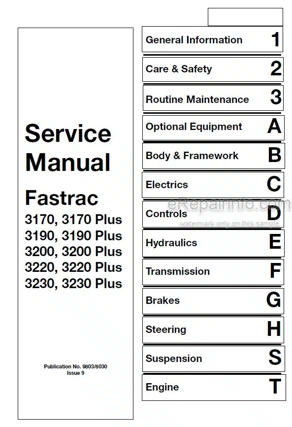 Photo 4 - JCB 3170 3190 3200 3220 3230 And 3170 3190 3200 3220 3230 Plus Fastrac Service Manual Tractor 9803-8030