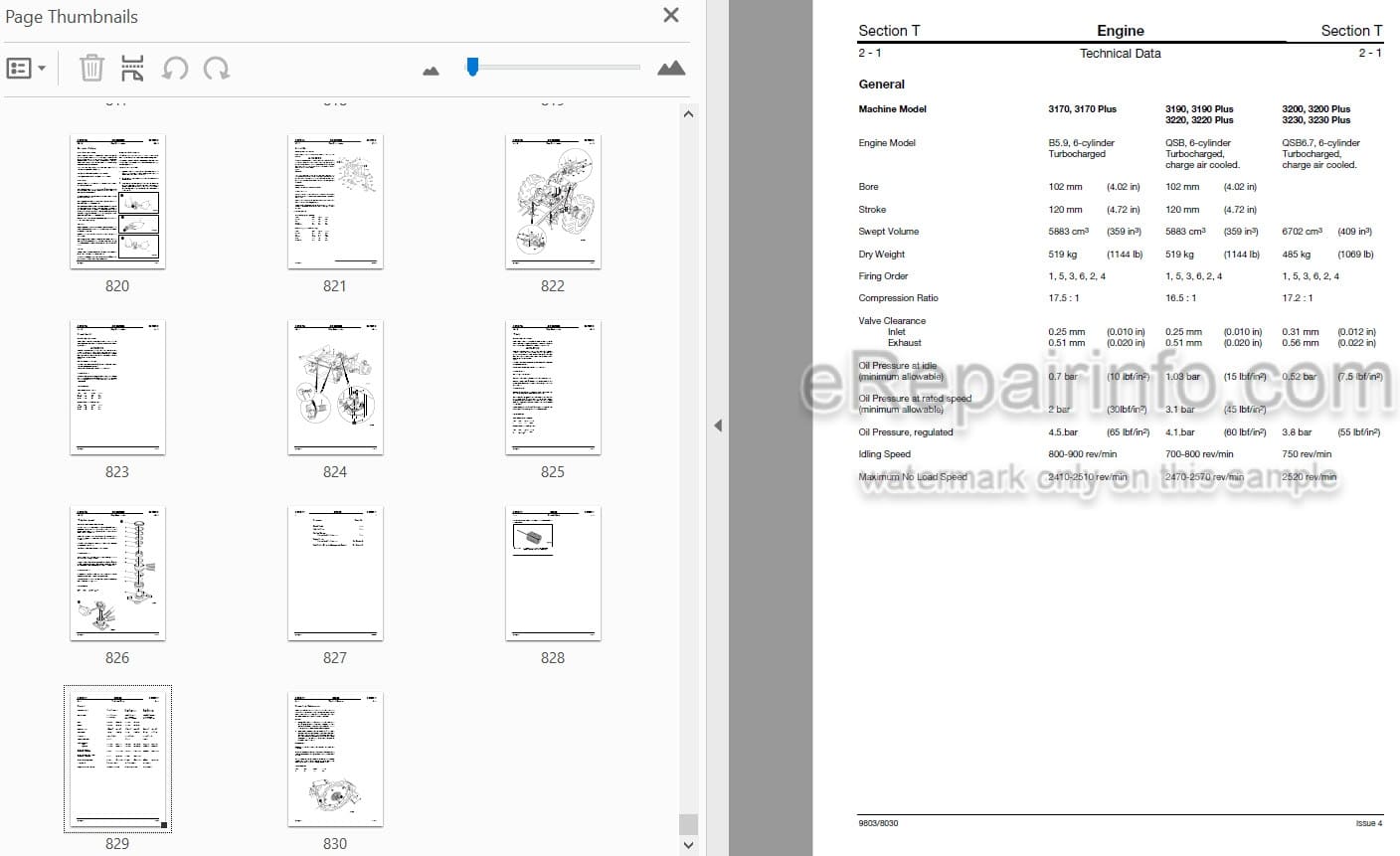 Photo 3 - JCB 3170 3190 3200 3220 3230 And 3170 3190 3200 3220 3230 Plus Fastrac Service Manual Tractor 9803-8030