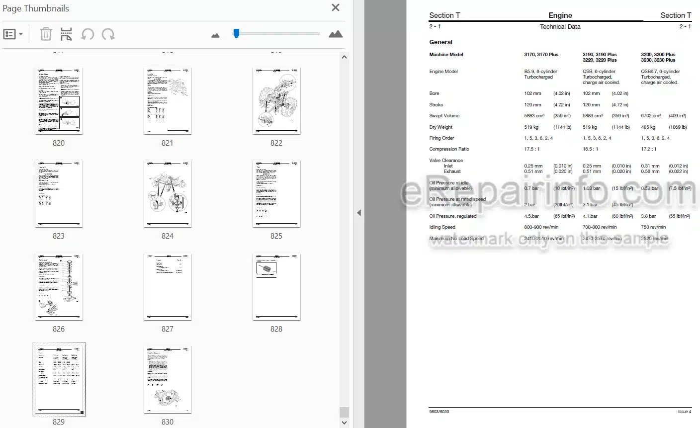 Photo 3 - JCB 3170 3190 3200 3220 3230 And 3170 3190 3200 3220 3230 Plus Fastrac Service Manual Tractor 9803-8030