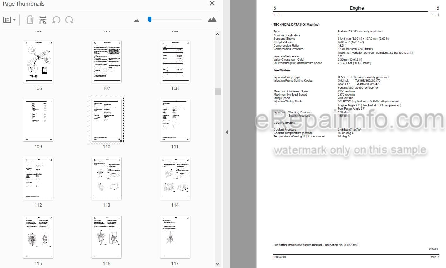 Photo 3 - JCB 406 407 408 409 Service Manual Wheel Loader 9803-4200
