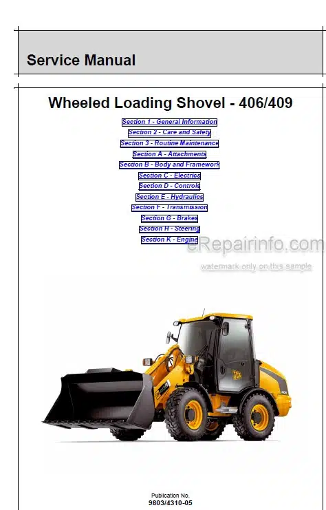 Photo 4 - JCB 406 409 Service Manual Wheel Loader 9803-4310