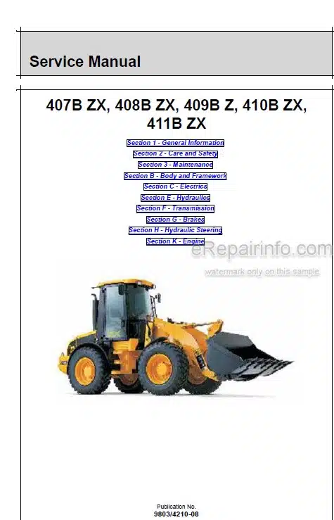 Photo 5 - JCB 407BZX 408BZX 409BZ 410BZX 411BZX Service Manual Wheel Loader 9803-4210