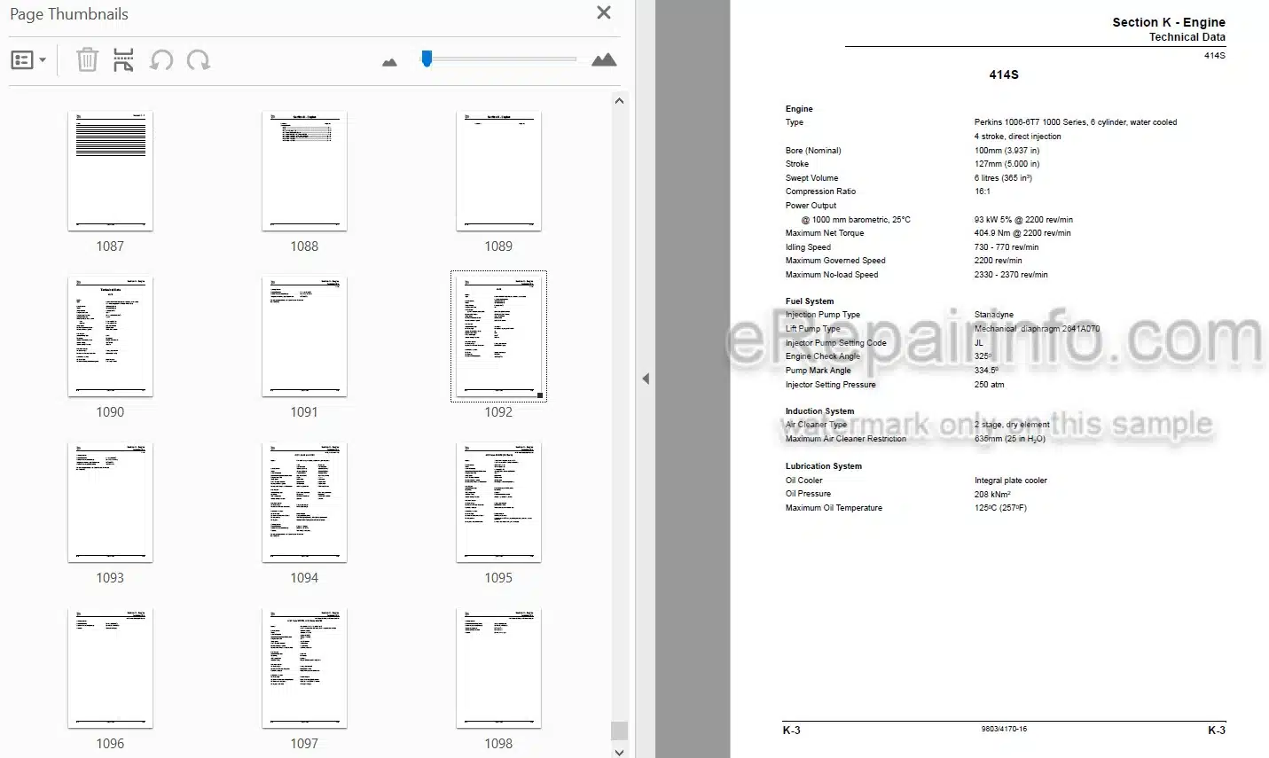 Photo 4 - JCB 412S 414S 416S Service Manual Wheel Loader 9803-4170