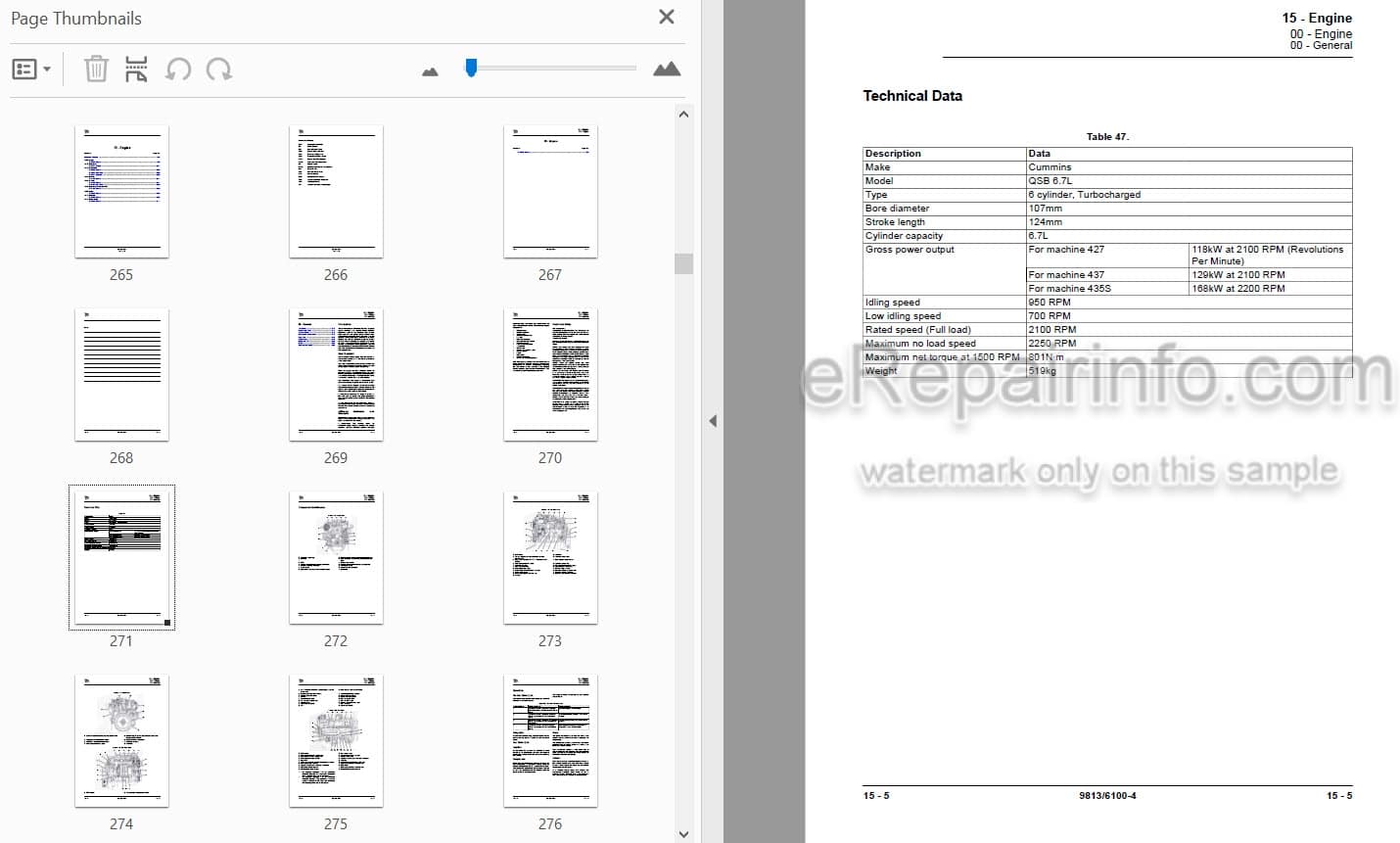 Photo 4 - JCB 427 435S 437 Service Manual Wheel Loader 9813-6100