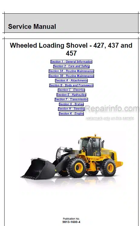 Photo 5 - JCB 427 437 457 Service Manual Wheel Loader 9813-1600