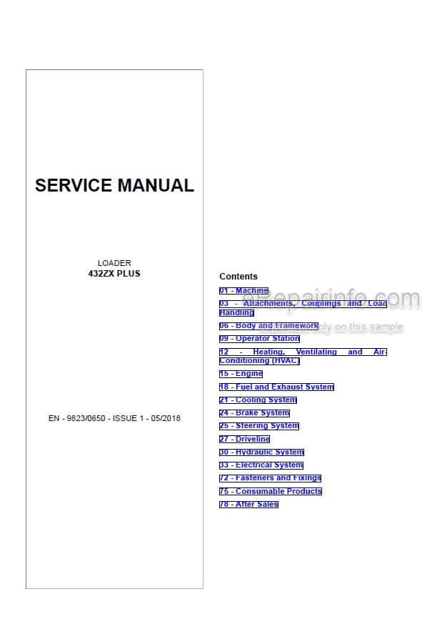 Photo 5 - JCB 432ZX Plus Service Manual Wheel Loader 9823-0650