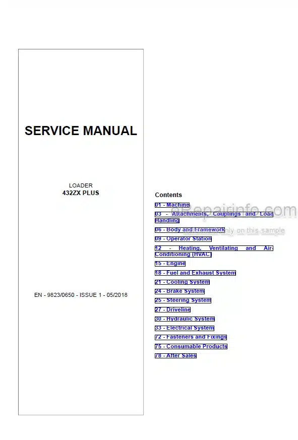 Photo 5 - JCB 432ZX Plus Service Manual Wheel Loader 9823-0650