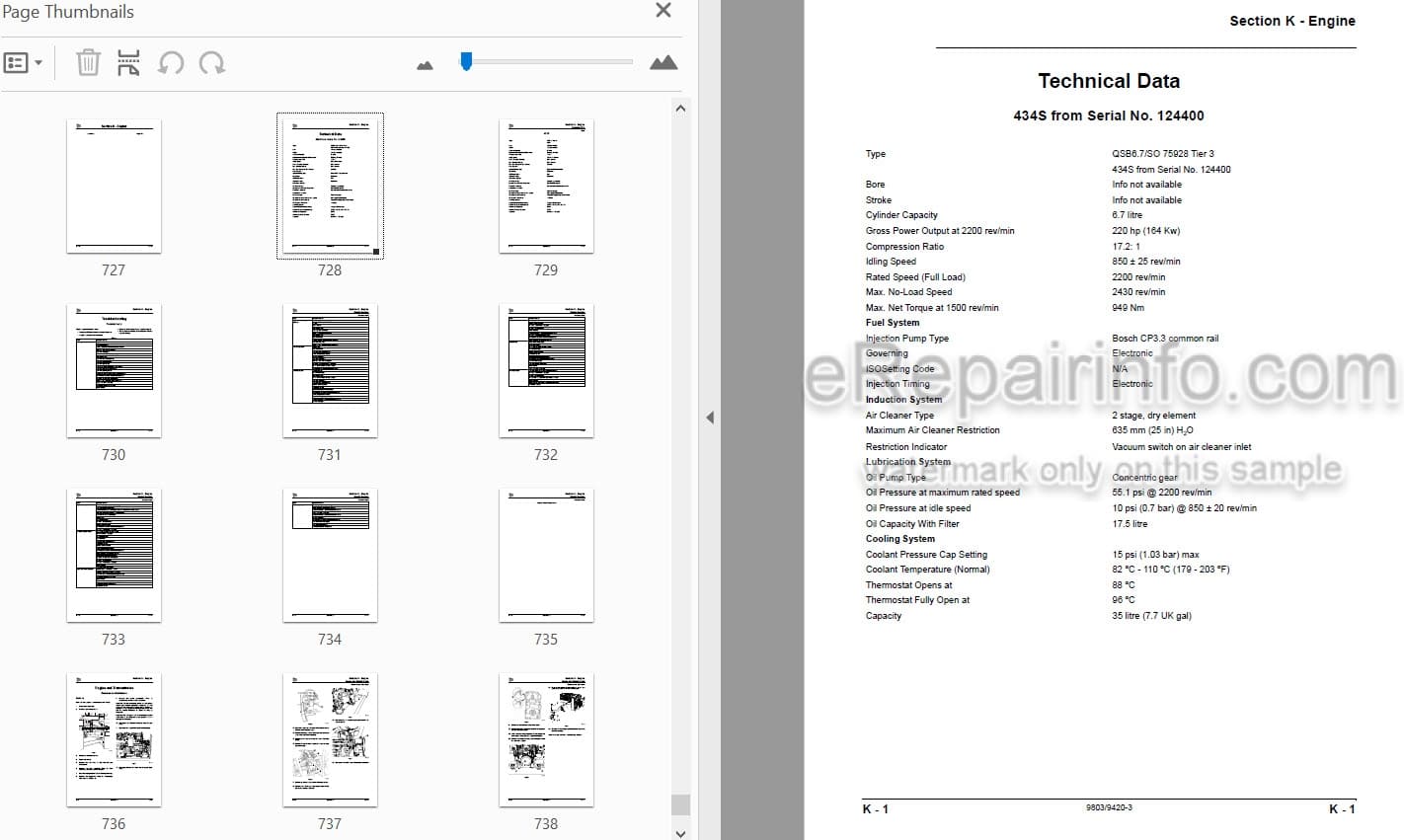 Photo 4 - JCB 434S 435S Service Manual Wheel Loader 9803-9420