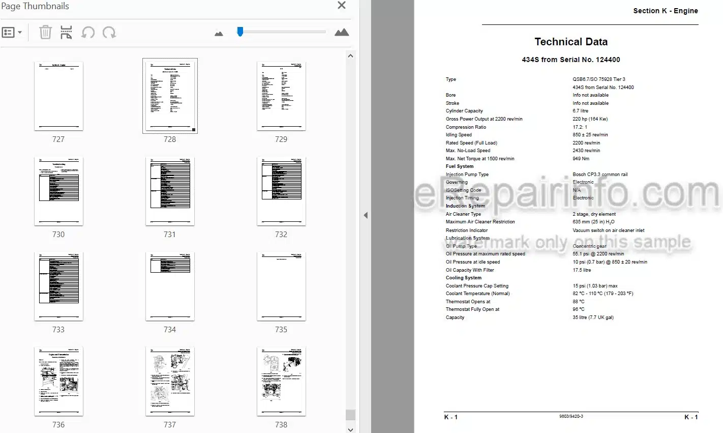 Photo 4 - JCB 434S 435S Service Manual Wheel Loader 9803-9420