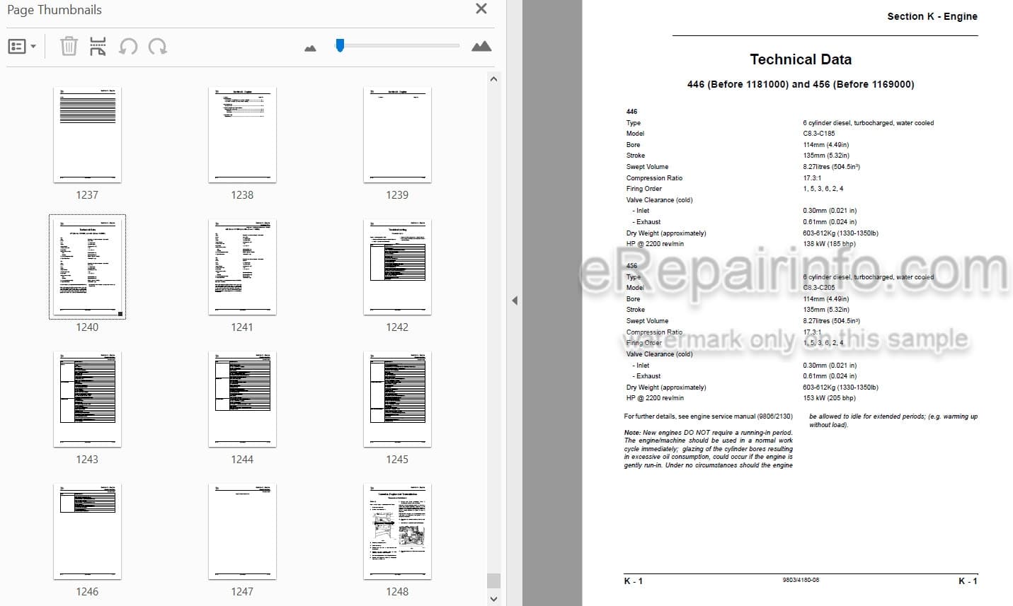 Photo 4 - JCB 446 456 Service Manual Wheel Loader 9803-4180
