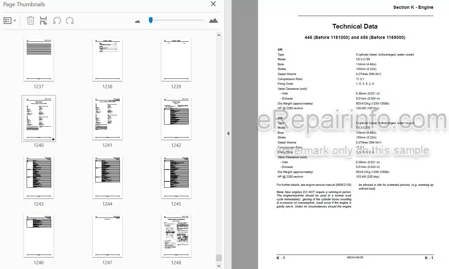 Photo 4 - JCB 446 456 Service Manual Wheel Loader 9803-4180