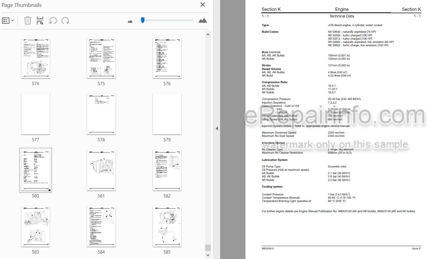 Photo 4 - JCB 504B 526 Loadall Service Manual Telescopic Handler 9803-3610U