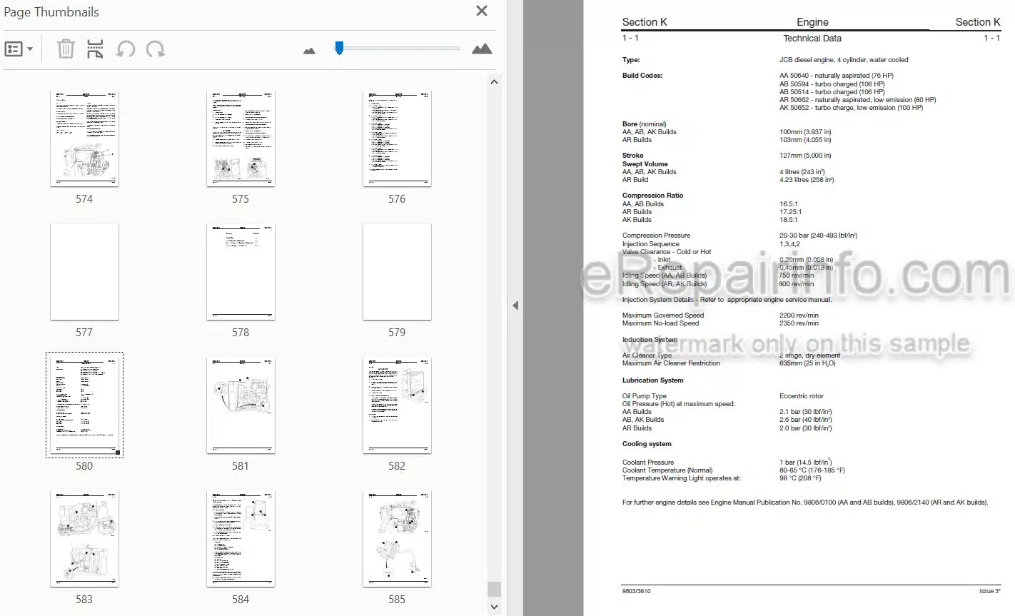 Photo 4 - JCB 504B 526 Loadall Service Manual Telescopic Handler 9803-3610U