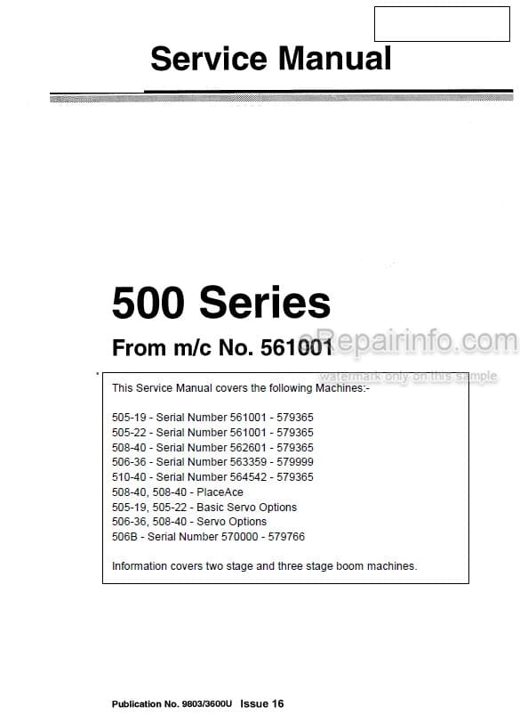 Photo 4 - JCB 505-19 505-22 508-40 506-36 510-40 506B Service Manual Telescopic Handler 9803-3600U