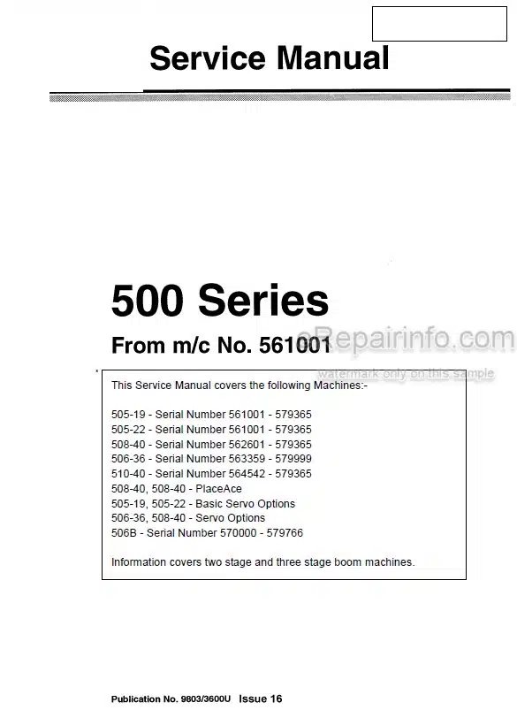 Photo 4 - JCB 505-19 505-22 508-40 506-36 510-40 506B Service Manual Telescopic Handler 9803-3600U