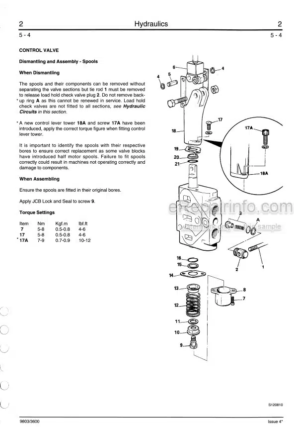 Photo 6 - JCB 505-19 505-22 508-40 506-36 510-40 506B Service Manual Telescopic Handler 9803-3600U