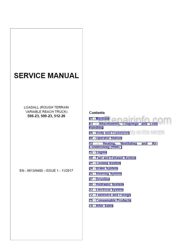 Photo 5 - JCB 506-23 509-23 512-26 Loadall Service Manual Telescopic Handler 9813-9400