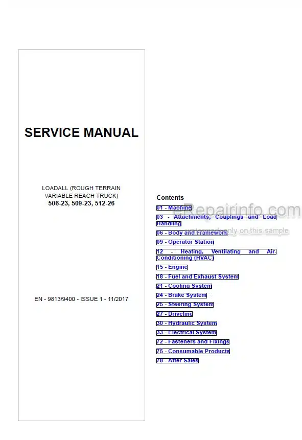 Photo 5 - JCB 506-23 509-23 512-26 Loadall Service Manual Telescopic Handler 9813-9400