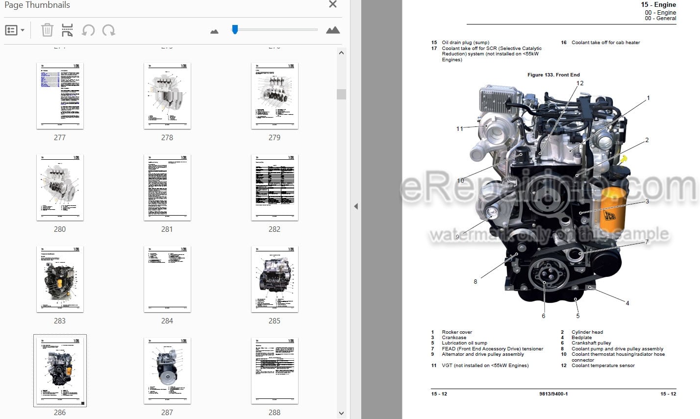 Photo 4 - JCB 506-23 509-23 512-26 Loadall Service Manual Telescopic Handler 9813-9400