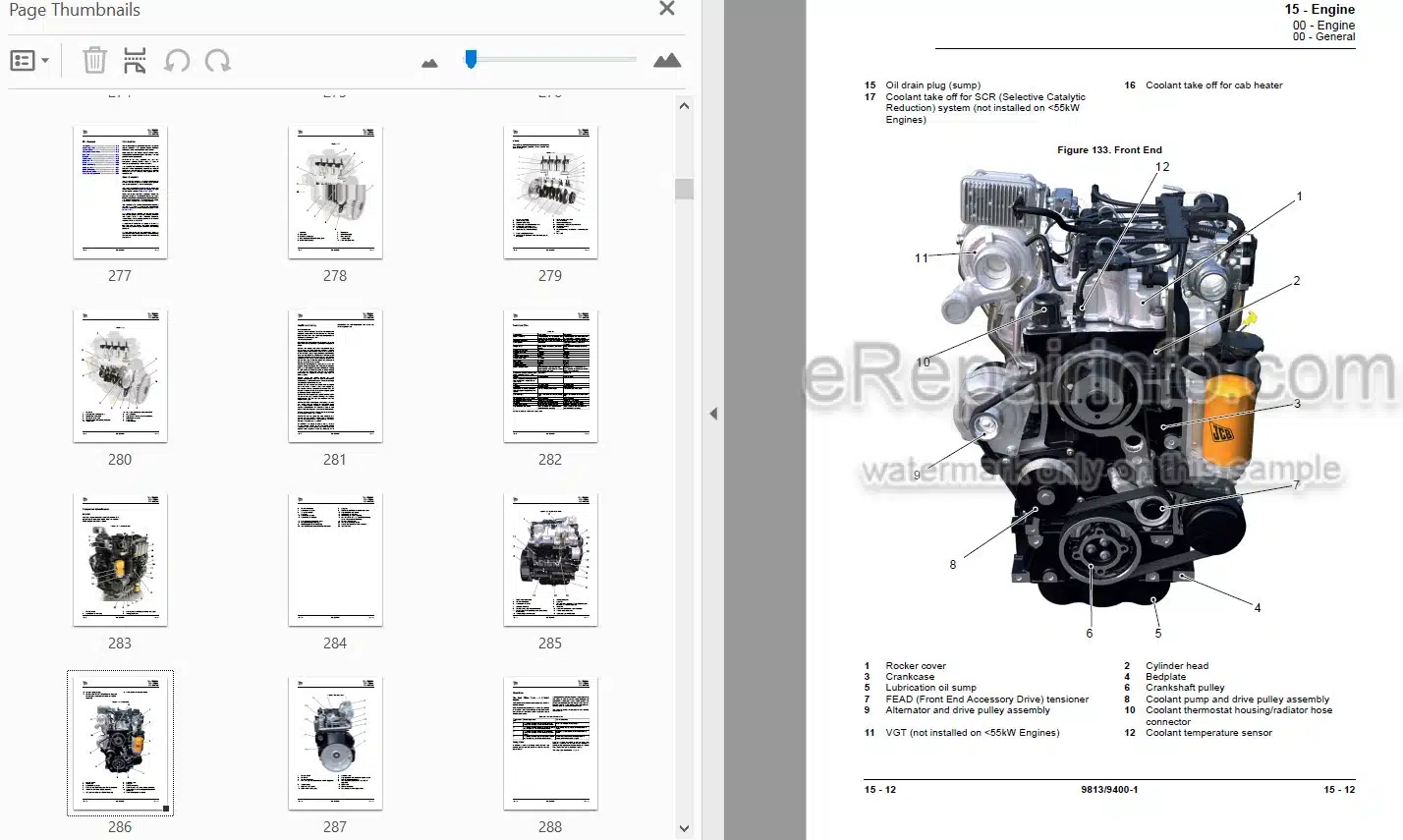 Photo 4 - JCB 506-23 509-23 512-26 Loadall Service Manual Telescopic Handler 9813-9400