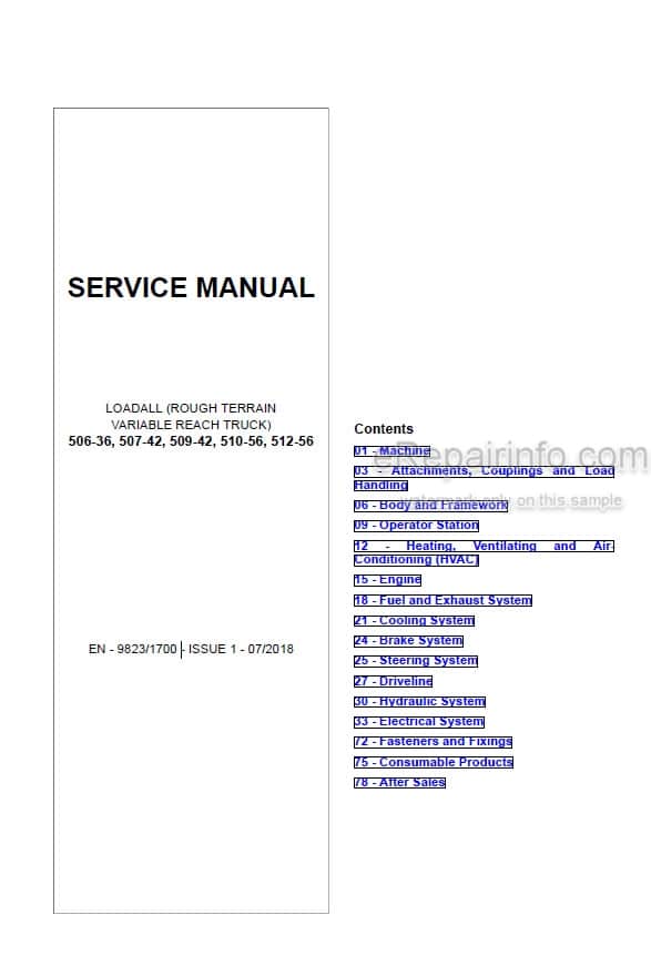 Photo 5 - JCB 506-36 507-42 509-42 510-56 512-56 Loadall Service Manual Telescopic Handler 9823-1700