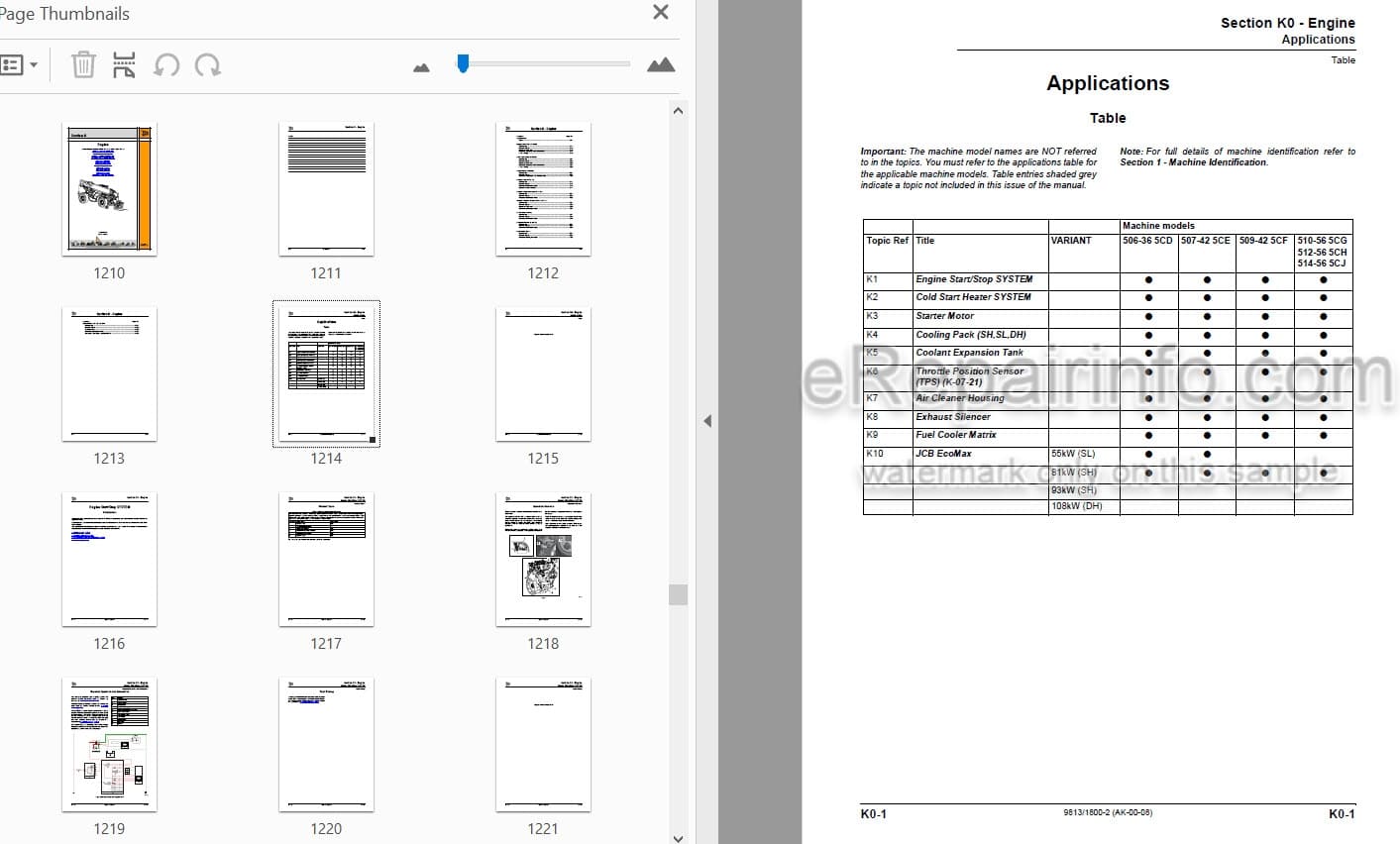 Photo 3 - JCB 506-36 507-42 509-42 510-56 512-56 514-56 Service Manual Telescopic Handler 9813-1800