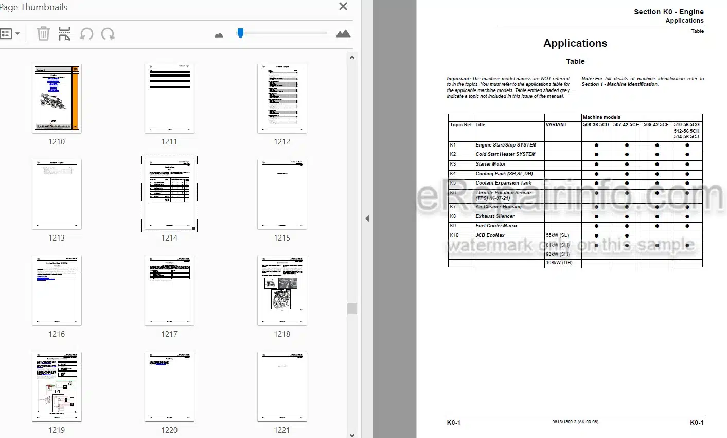 Photo 3 - JCB 506-36 507-42 509-42 510-56 512-56 514-56 Service Manual Telescopic Handler 9813-1800